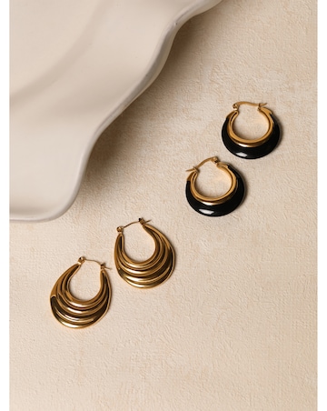 Jon Richard Gold Plated Ridge Hoop Earrings