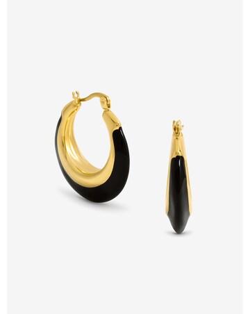 Jon Richard Gold Plated And Jet Enamel Hoop Earrings