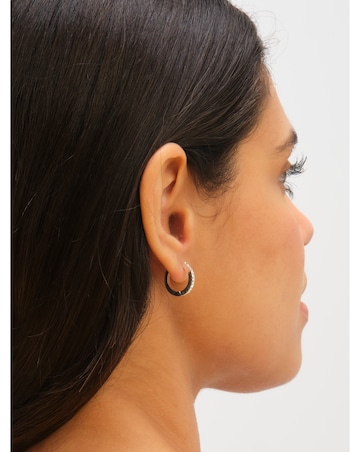 Jon Richard Platinum Plated Stainless Steel Crystal Huggie Hoops