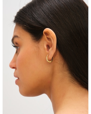 Jon Richard Gold Plated Stainless Steel Crystal And Polished Huggie Hoops