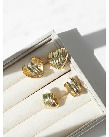 Jon Richard Polished And Ridge Clip Earrings