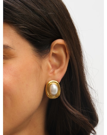 Jon Richard Gold Plated And Pearl Polished Earrings