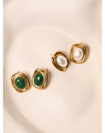 Jon Richard Gold Plated And Pearl Polished Earrings