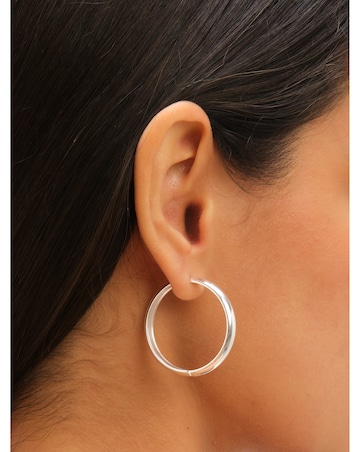 Jon Richard Platinum Plated Stainless Steel Large Flat Surface Hoops