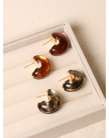 Jon Richard Black Resin Hoop Earrings