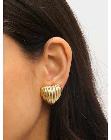 Jon Richard Ridge Puff Heart Clip Earrings