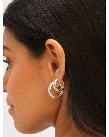 Jon Richard Sterling Silver Plated Stainless Steel Medium Flat Surface Hoops