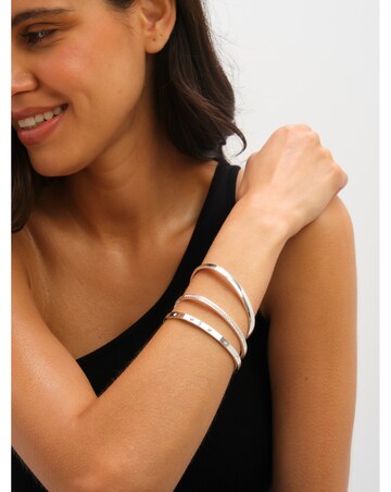 Jon Richard Platinum Plated Stainless Steel Crystal Row Bangle