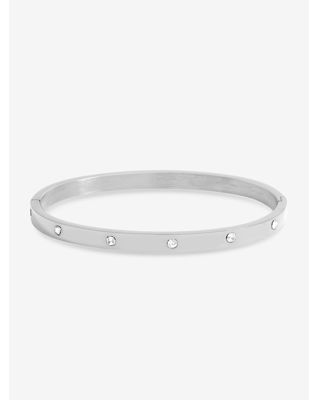 Jon Richard Platinum Plated Stainless Steel Crystal Polished Bangle