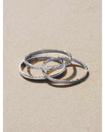 Jon Richard Sterling Silver Plated Stainless Steel Crystal Polished Bangle