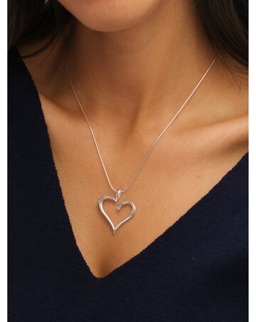 Simply Silver Sterling Silver 925 Polished Open Heart Pendant - Gift Pouch