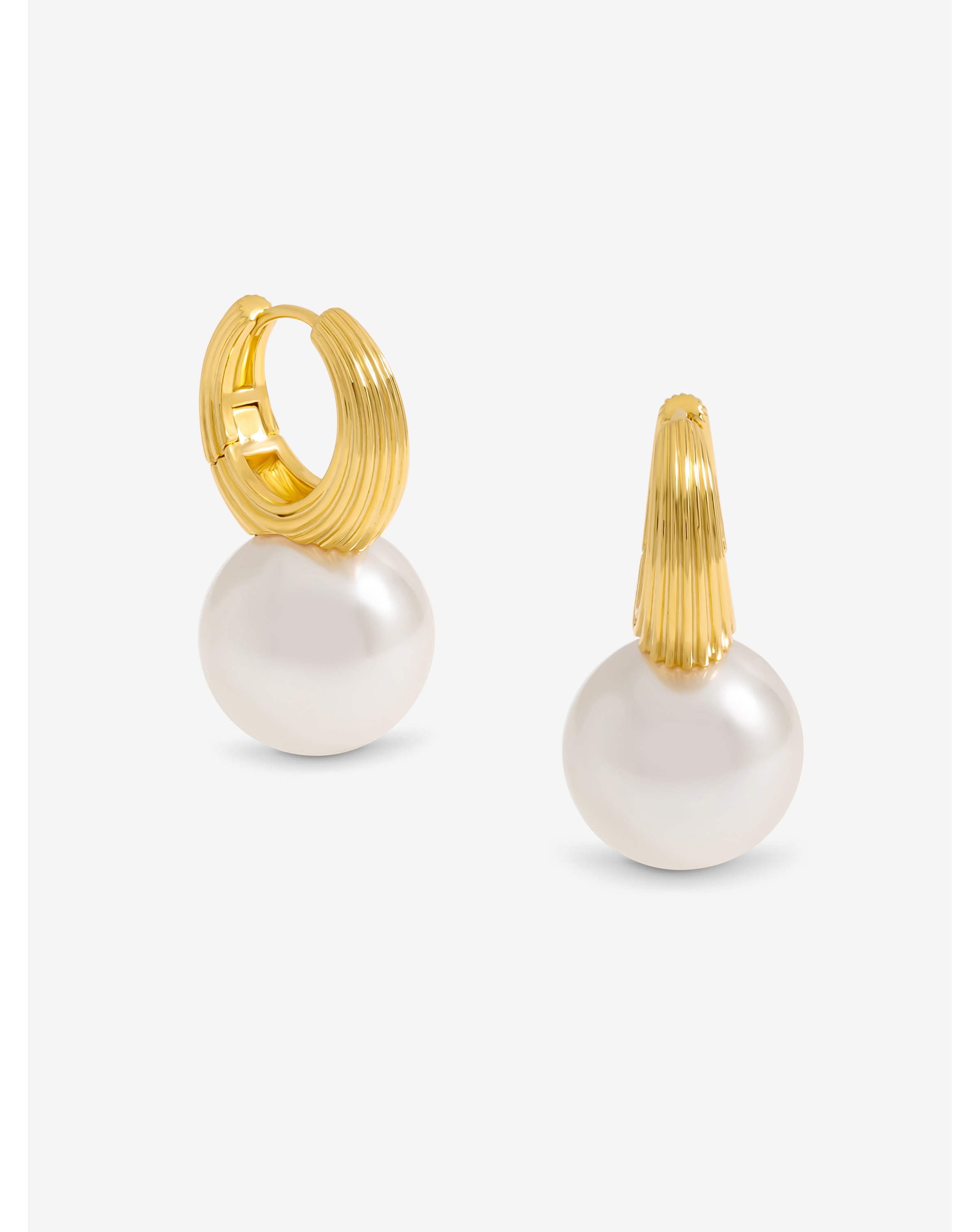Jon Richard Ridge Hoop Pearl Earrings