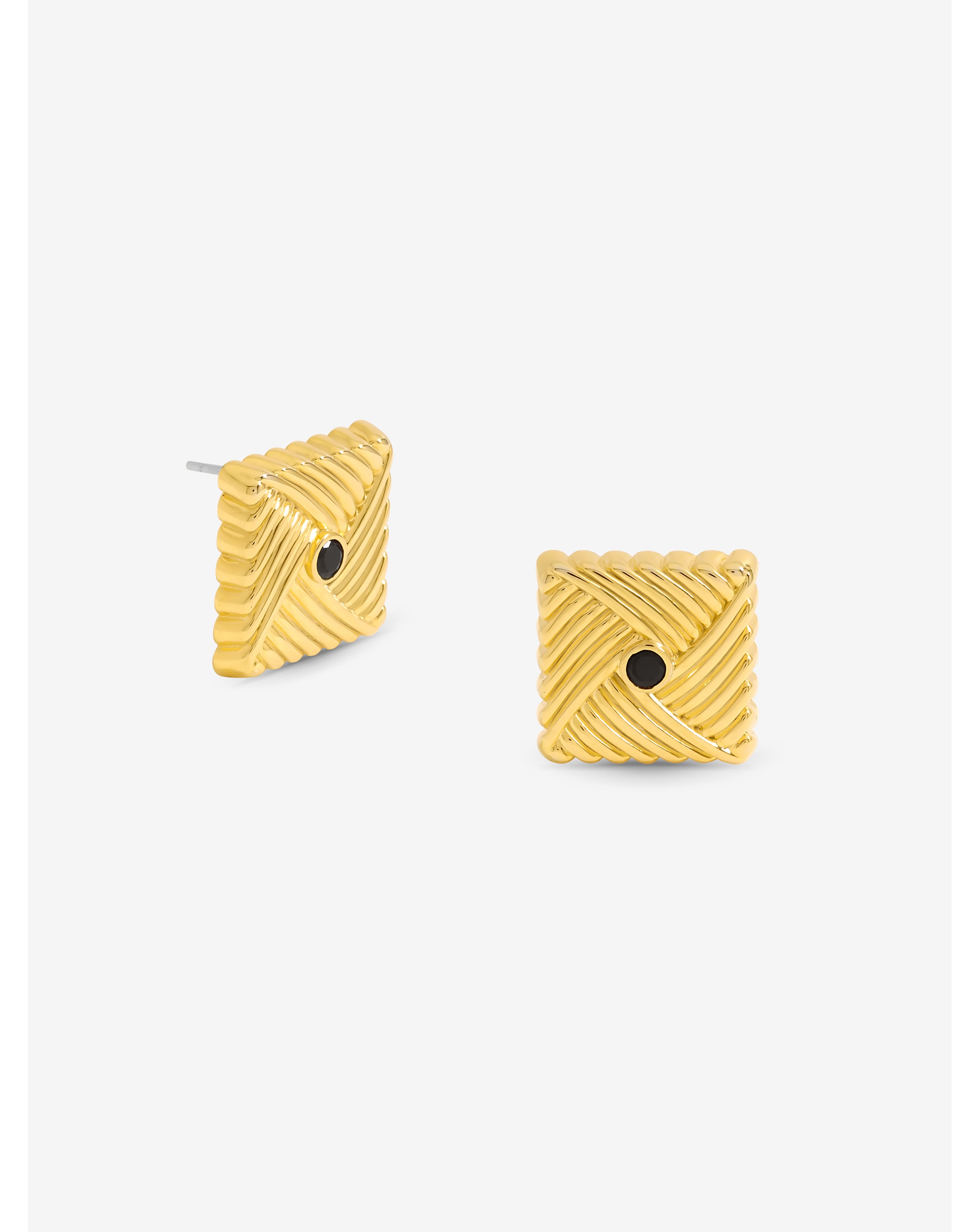 Jon Richard Gold Jet Square Earrings