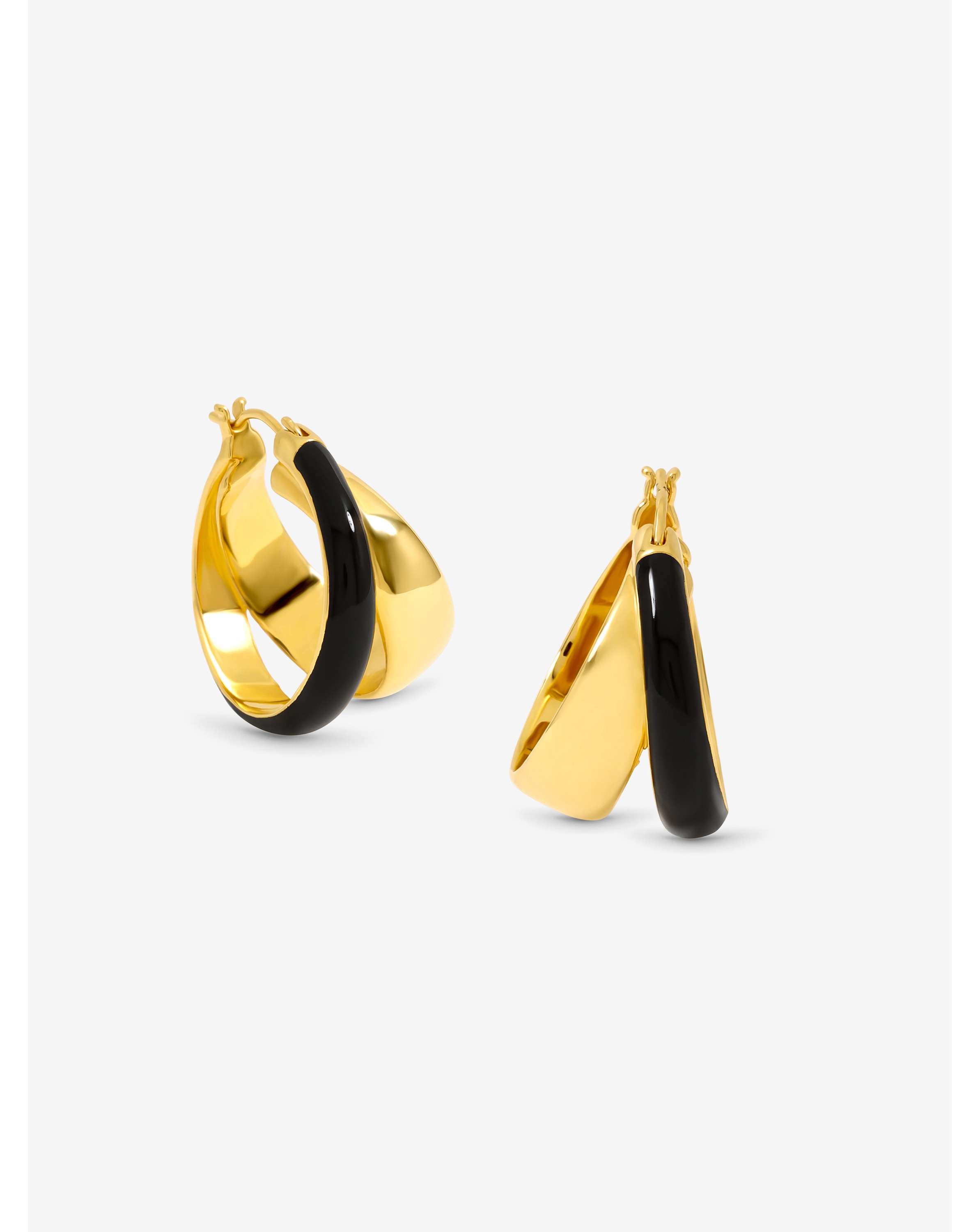 Jon Richard Gold Jet Enamel Double Hoops