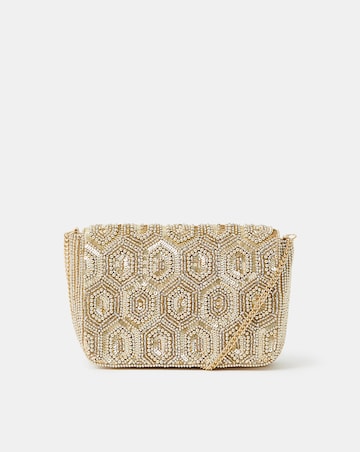 Accessorize Hexagon Bead Foldover Clutch