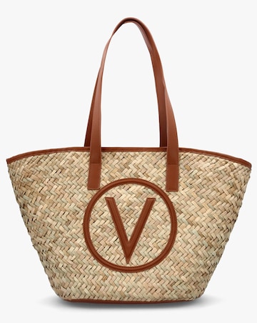 Valentino Bags Samuela Tan Woven Straw Shopper Bag