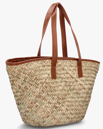 Valentino Bags Samuela Tan Woven Straw Shopper Bag