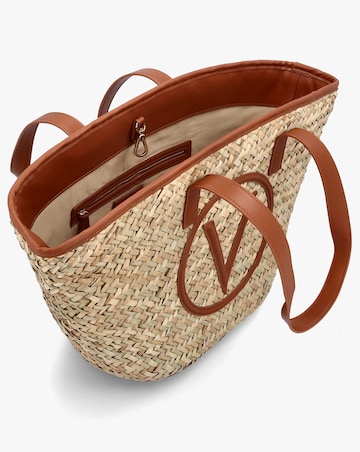 Valentino Bags Samuela Tan Woven Straw Shopper Bag