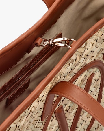 Valentino Bags Samuela Tan Woven Straw Shopper Bag