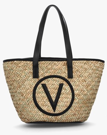 Valentino Bags Samuela Black Woven Straw Shopper Bag