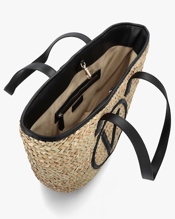 Valentino Bags Samuela Black Woven Straw Shopper Bag