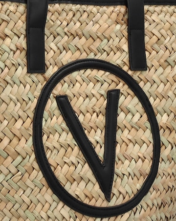 Valentino Bags Samuela Black Woven Straw Shopper Bag