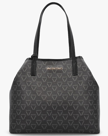 Valentino Bags Lady Black Multi Repeat Logo Shopper Bag