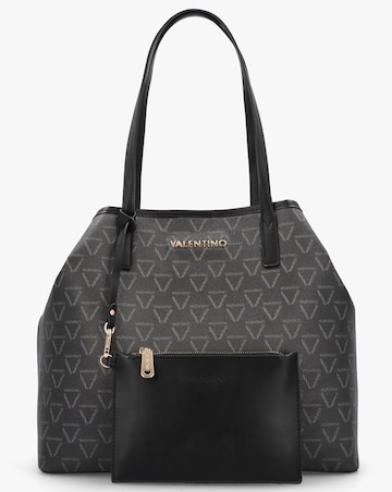 Valentino Bags Lady Black Multi Repeat Logo Shopper Bag
