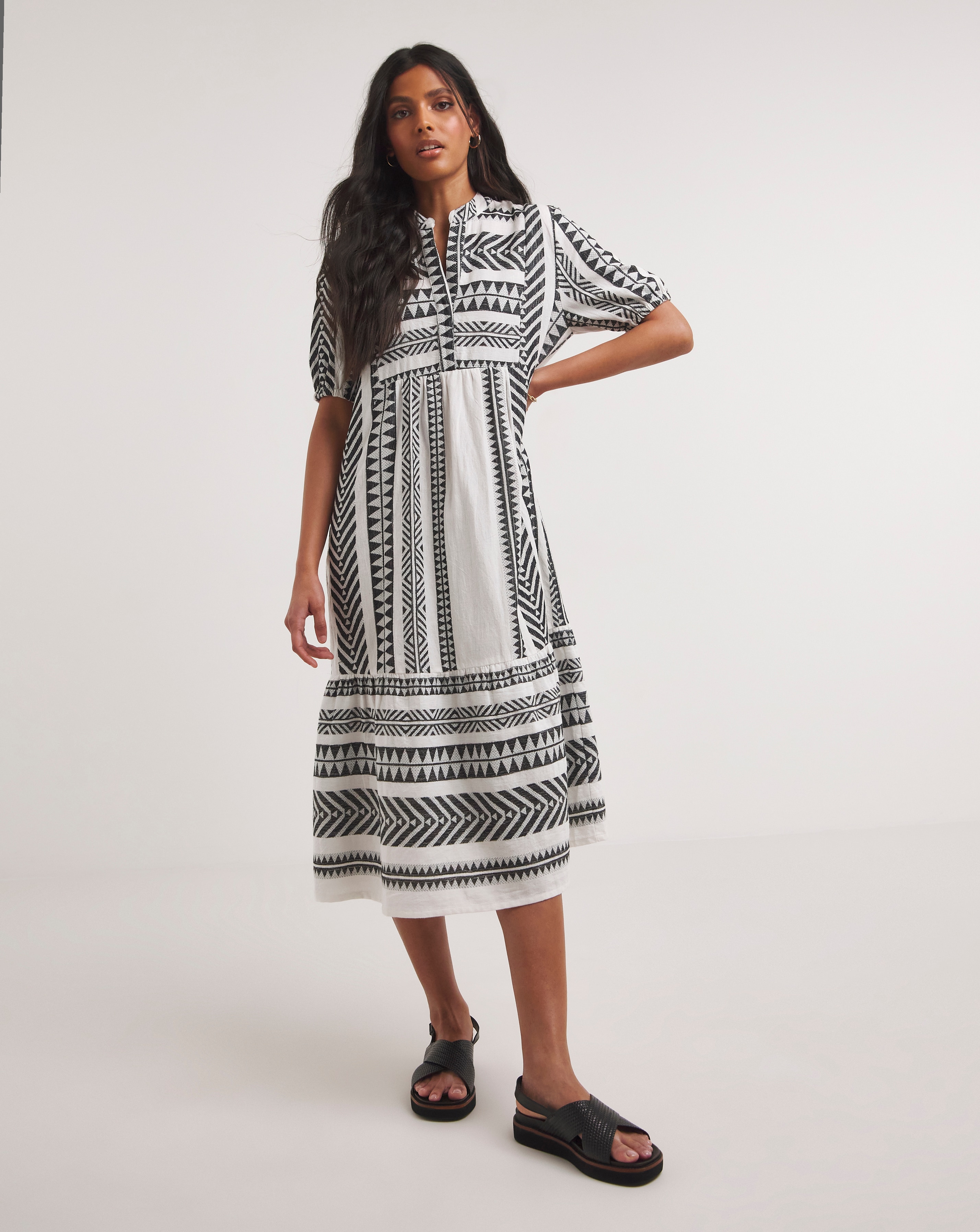 Cotton Jacquard Smock Dress
