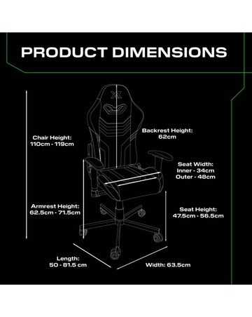 X Rocker Agility Compact Ergonomic PC Gaming Chair for Juniors - Green