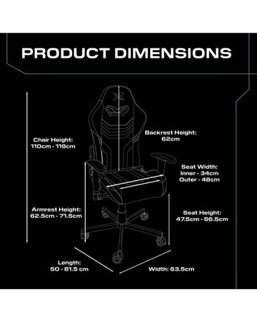 X Rocker Agility Compact Ergonomic PC Gaming Chair for Juniors - Blue