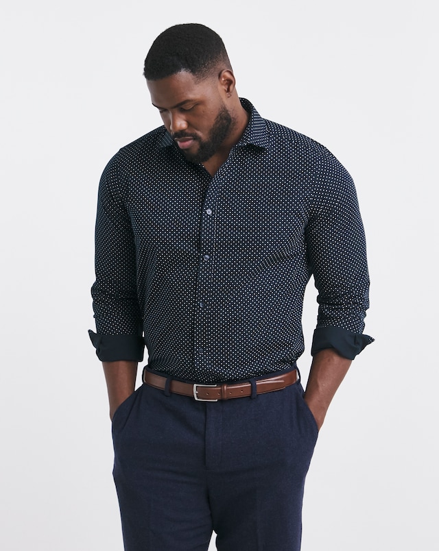 Cutaway Collar Polka Dot Formal Shirt