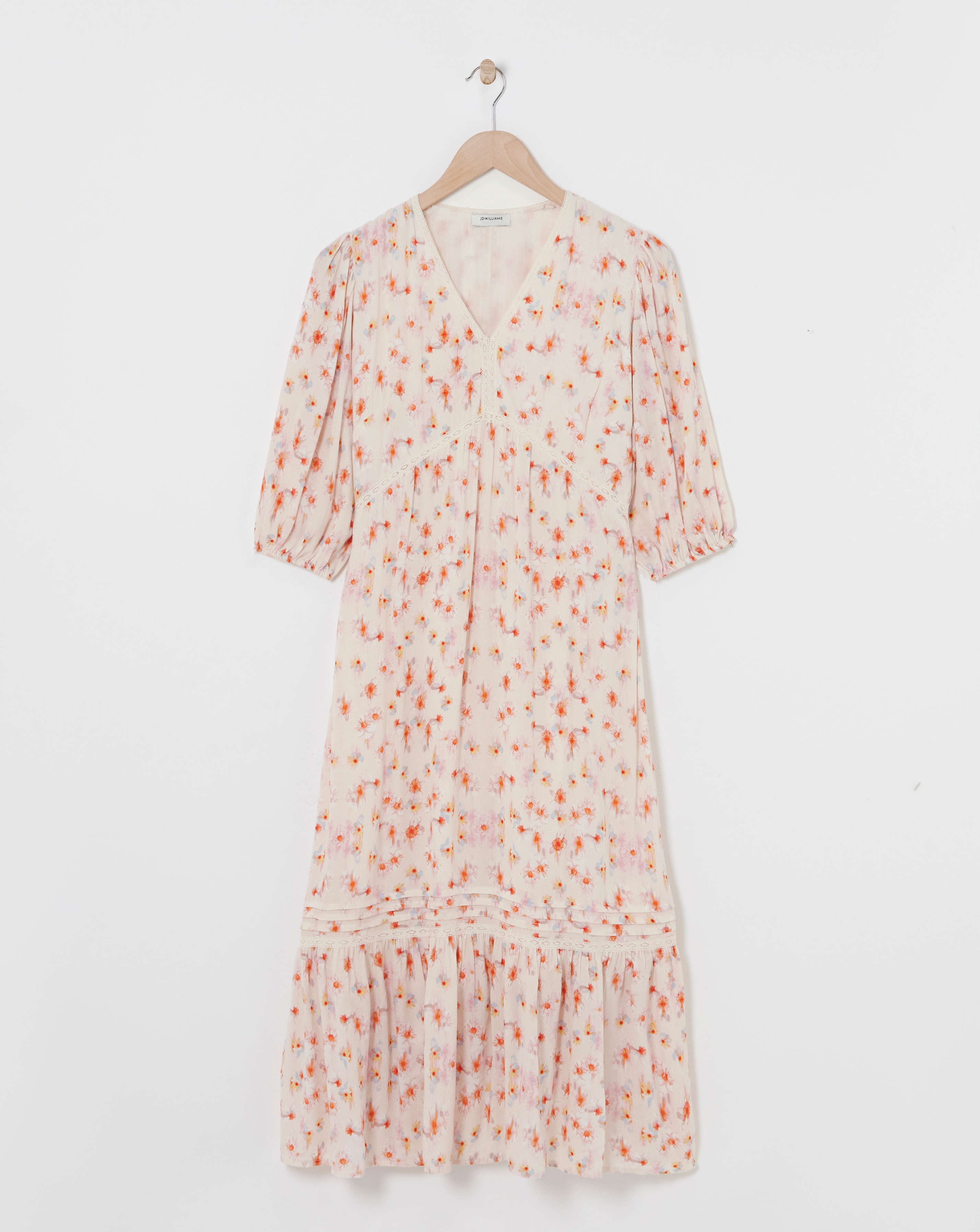 Crinkle Tea Dress With Crochet Trim