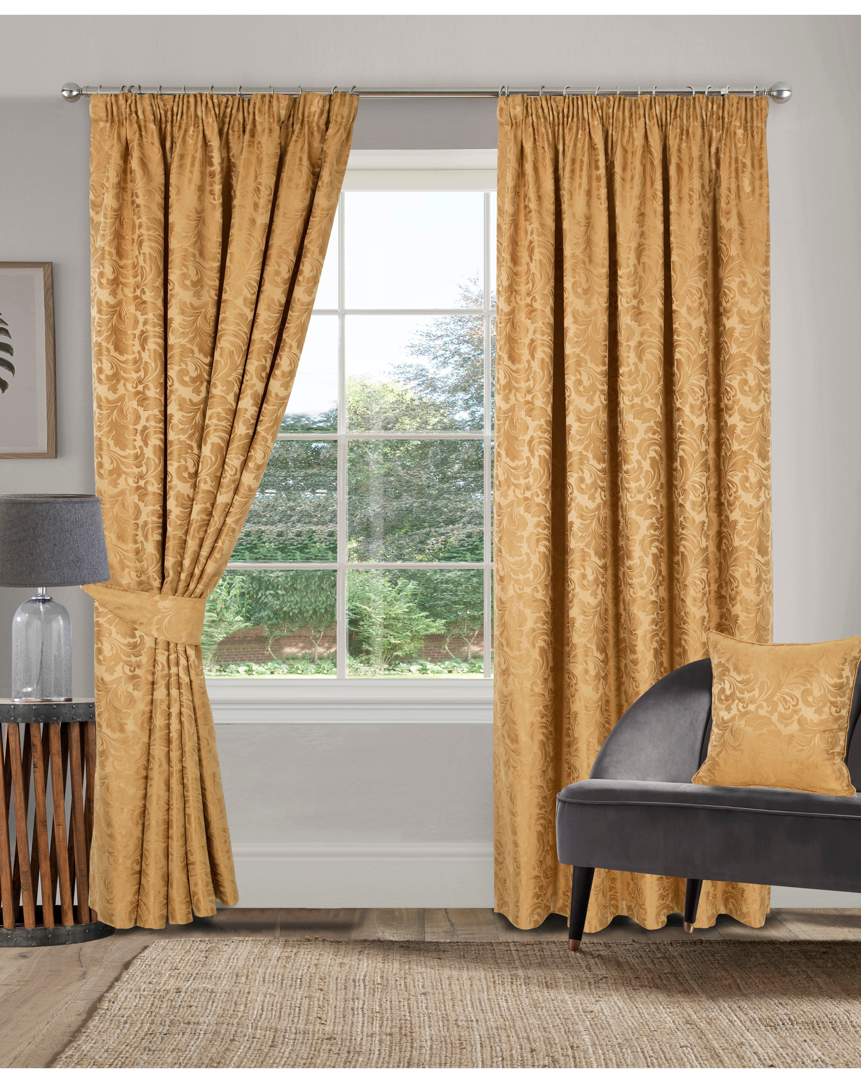 Buckingham Pencil Pleat Lined Curtains