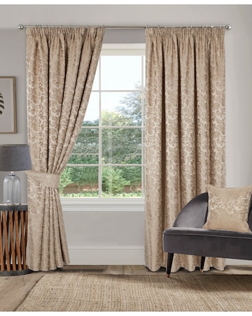 Buckingham Jacquard Light Filtering Pencil Pleat Lined Curtains