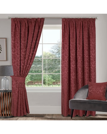 Buckingham Jacquard Light Filtering Pencil Pleat Lined Curtains