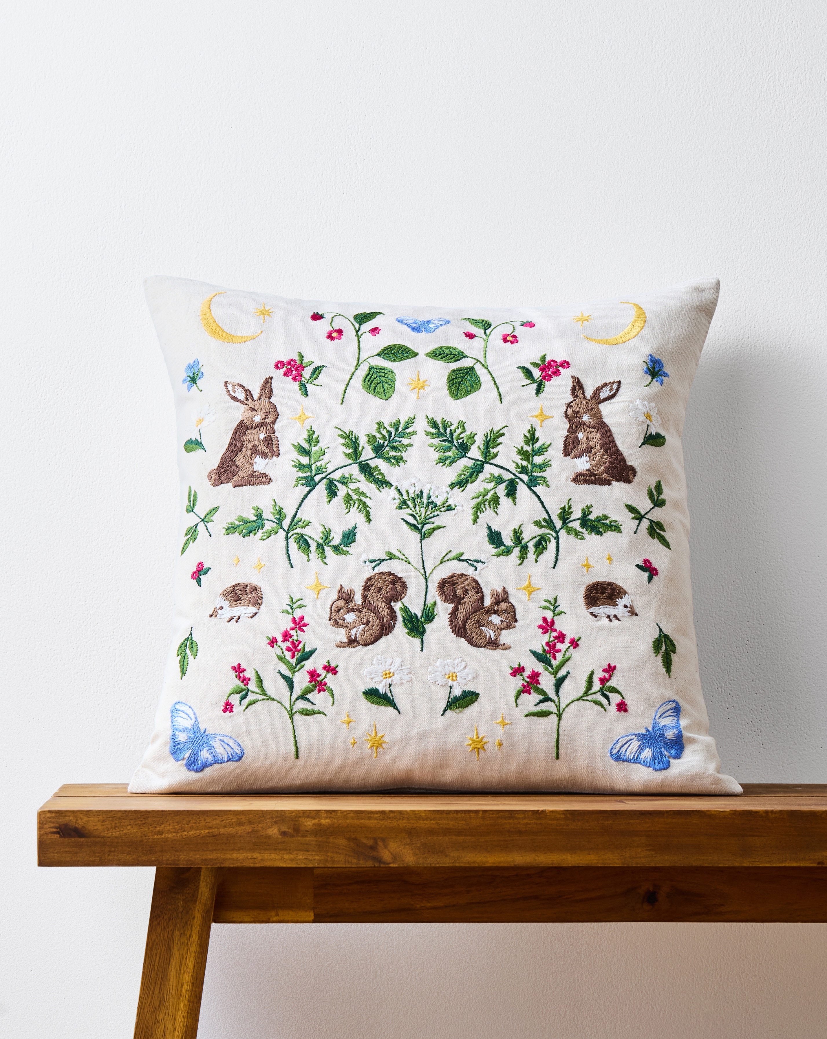 New In - Woodland Animals Embroidered Cushion