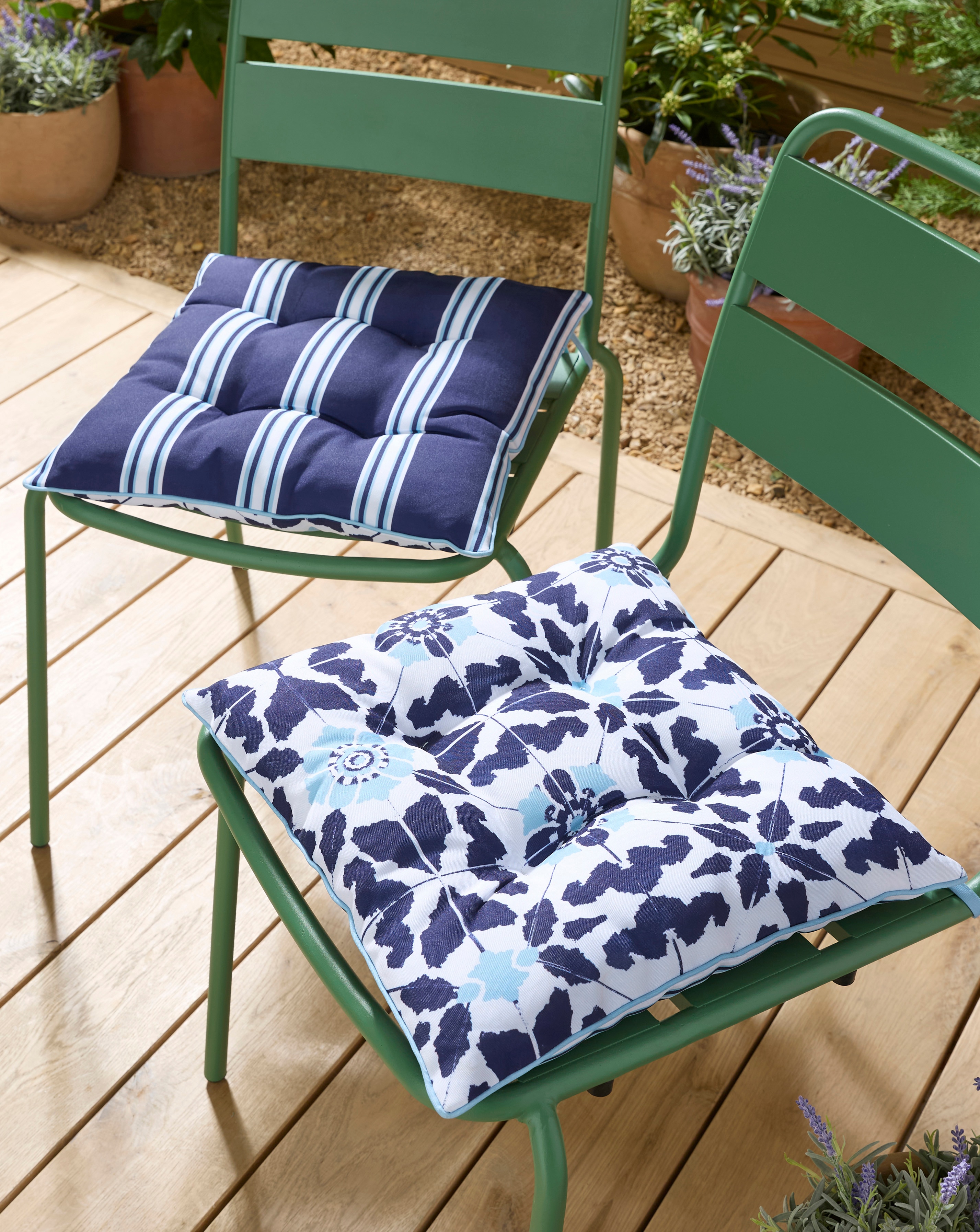 New In - Tile Outdoor 2 Seat Pads with Stripe