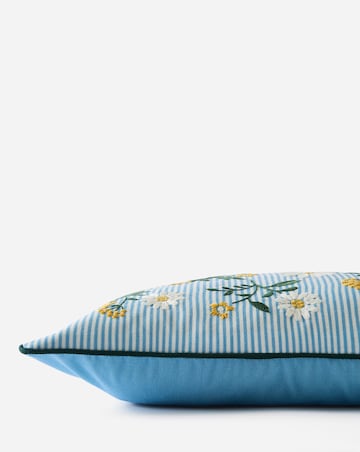 Julipa Nora Floral Embroidered Striped Boudoir Cushion