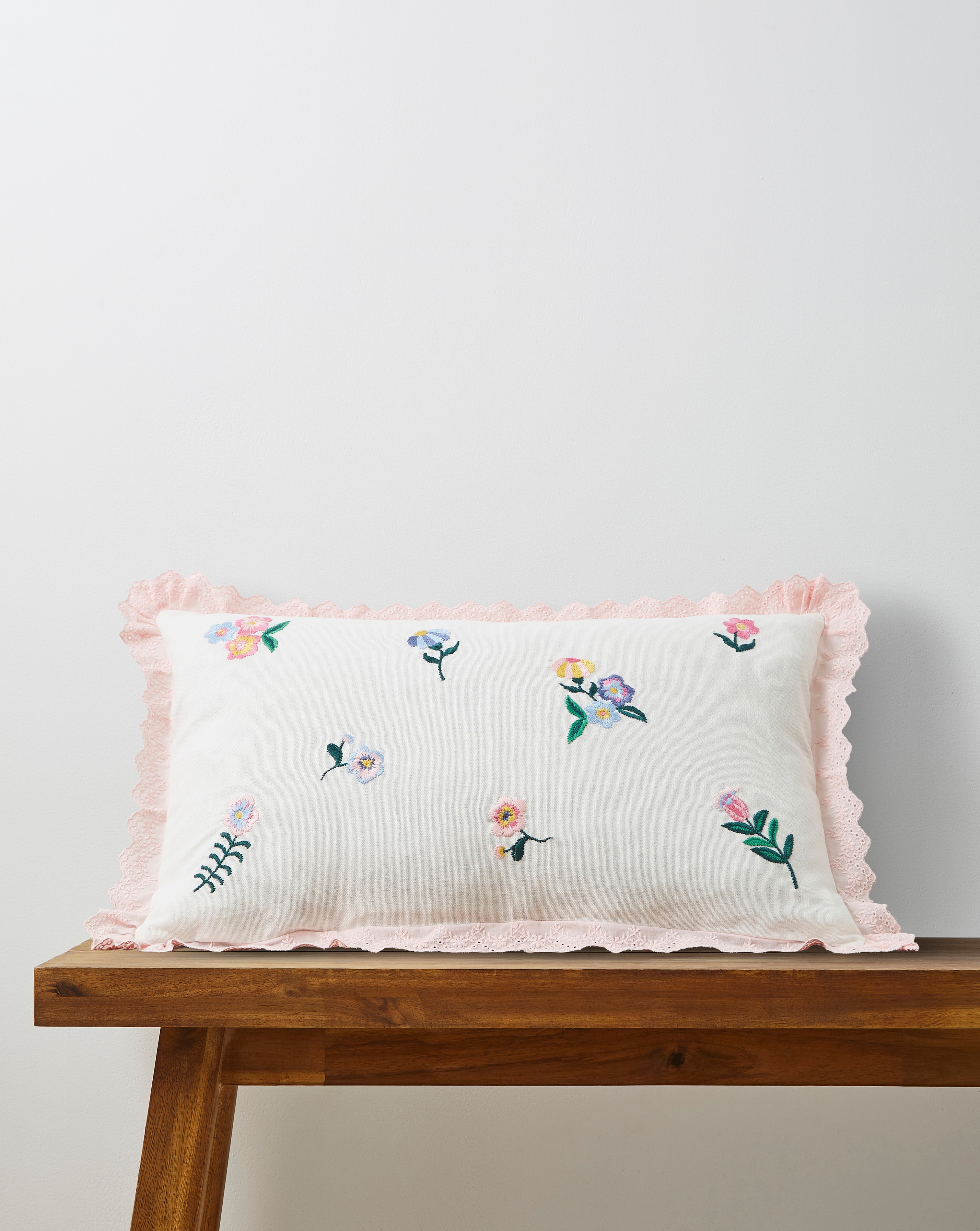 New In - Ivy Floral Embroidered Boudoir Cushion