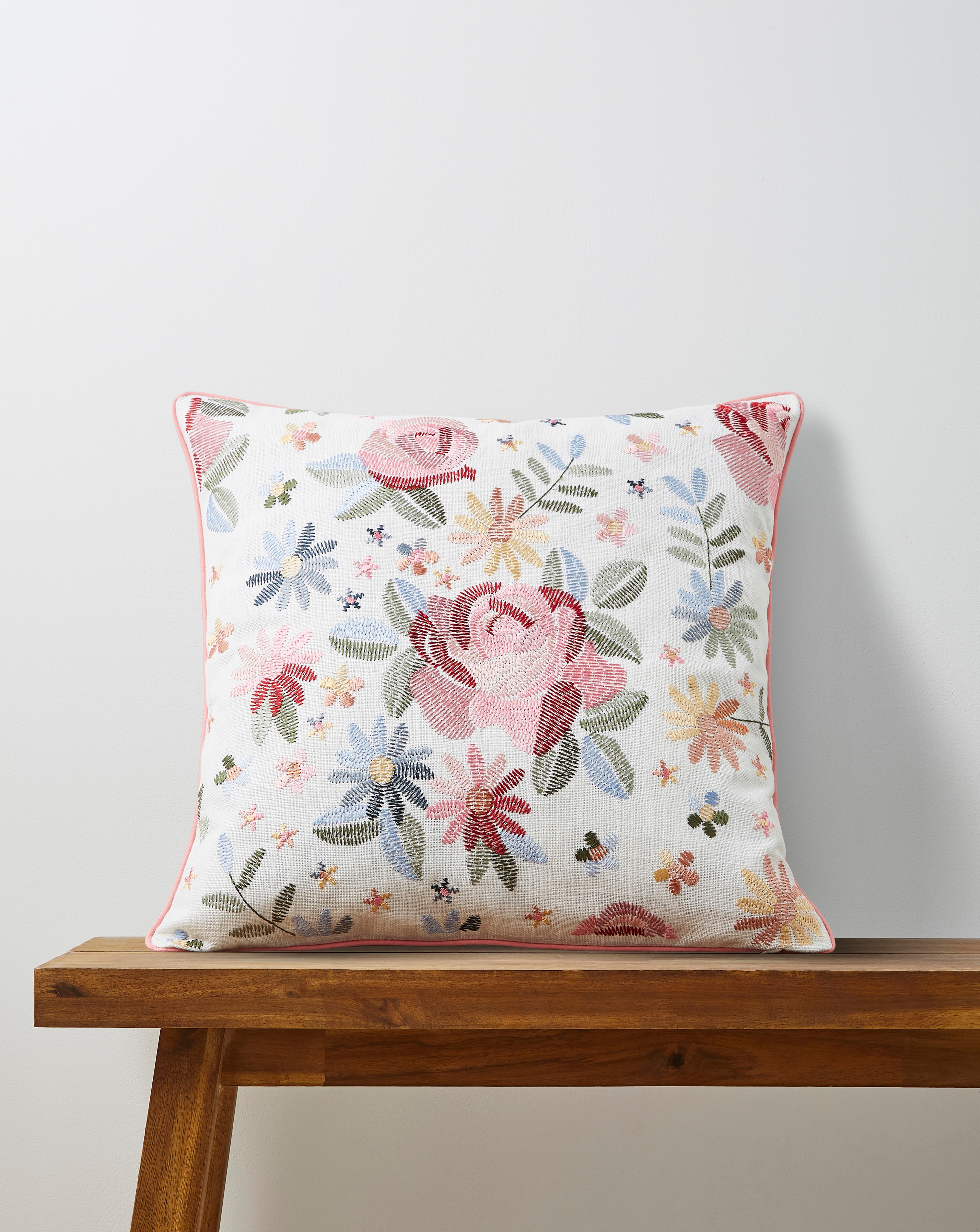 New In - Maeve Embroidered Floral Cushion