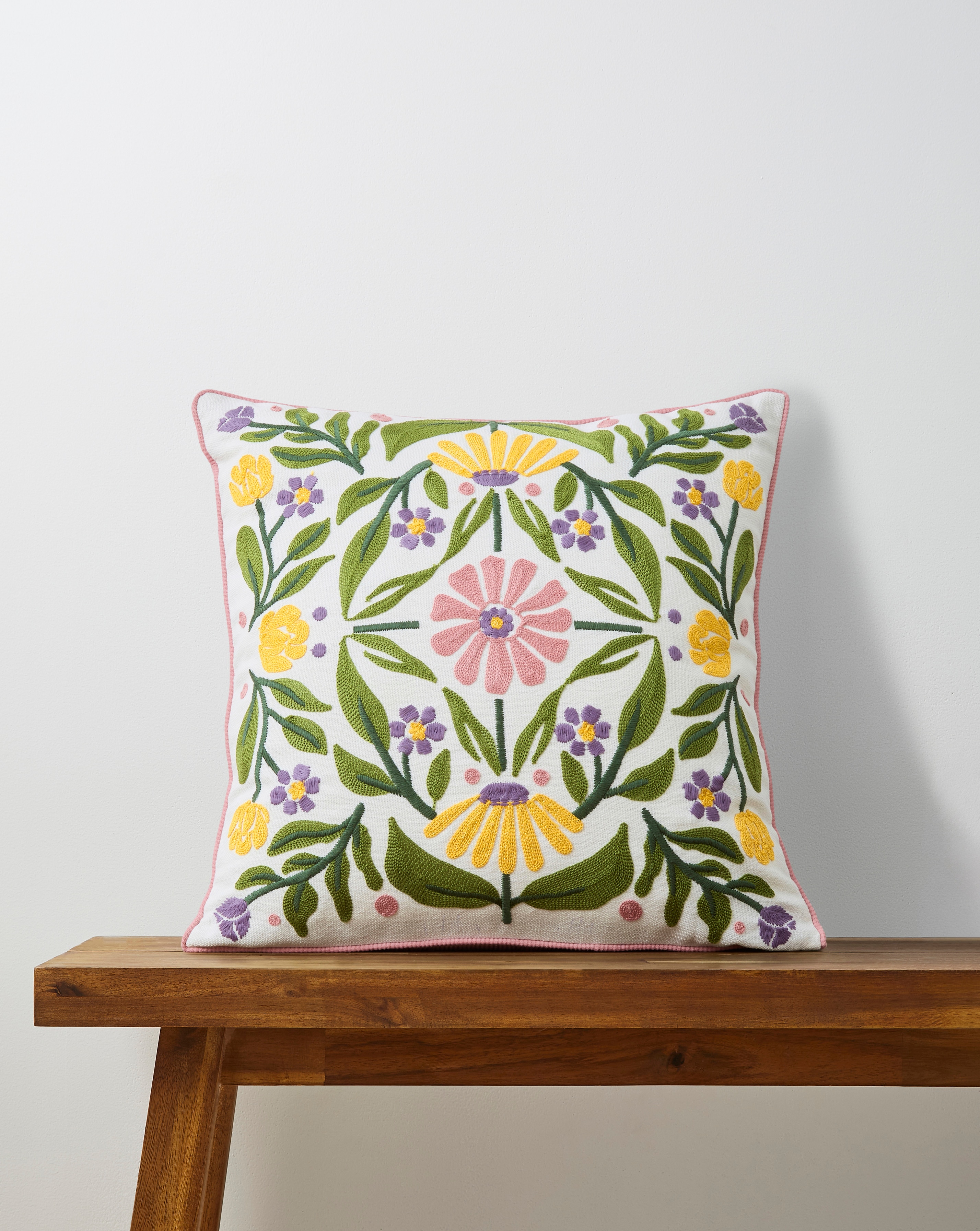 New In - Callie Embroidered Floral Cushion