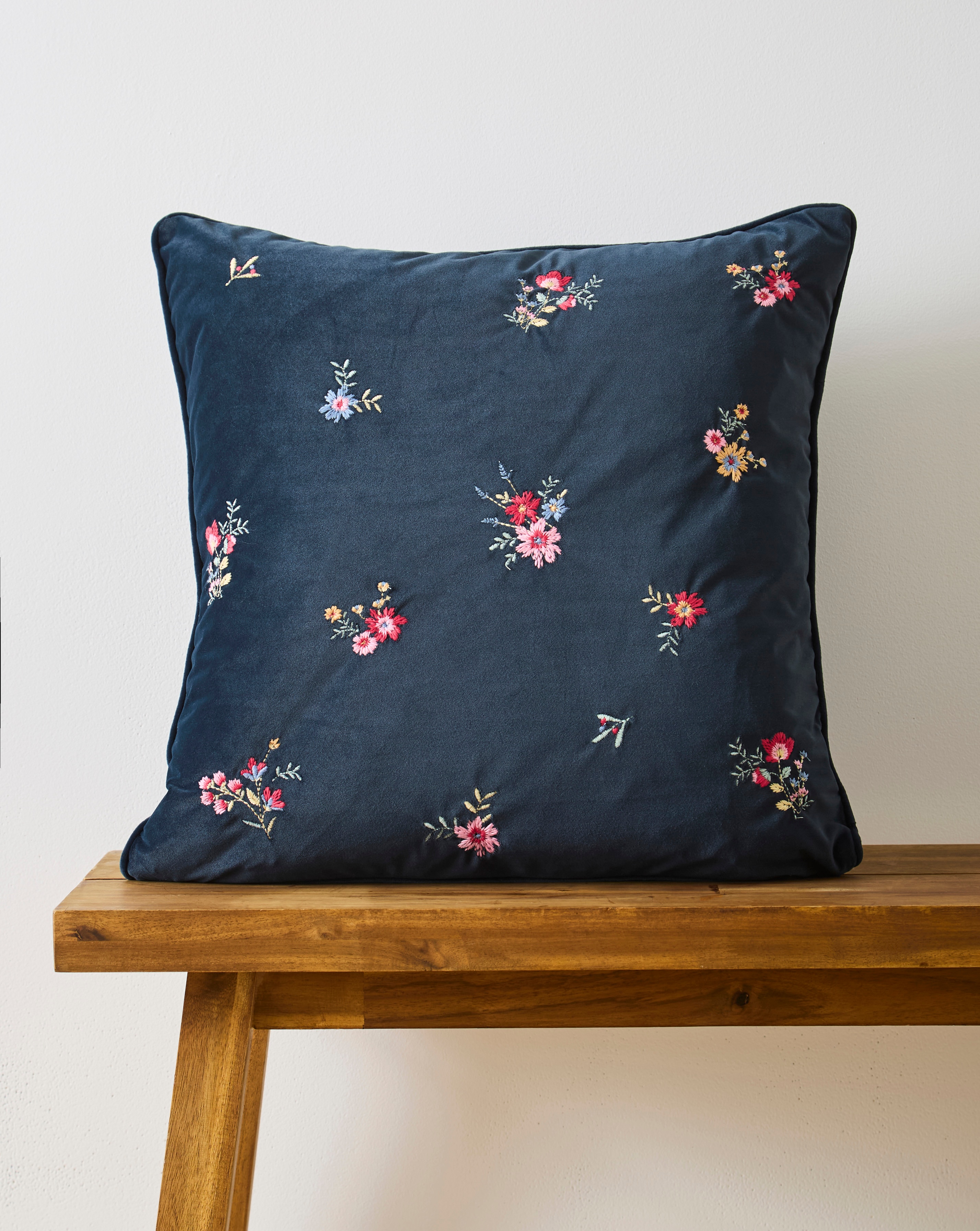 New In - Floral Embroidered Velvet Cushion