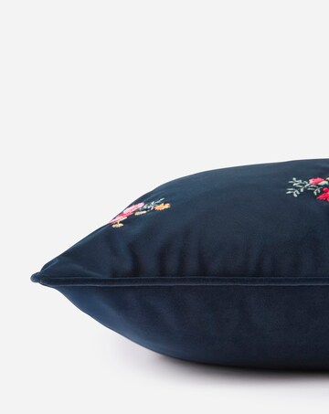 Floral Embroidered Velvet Cushion