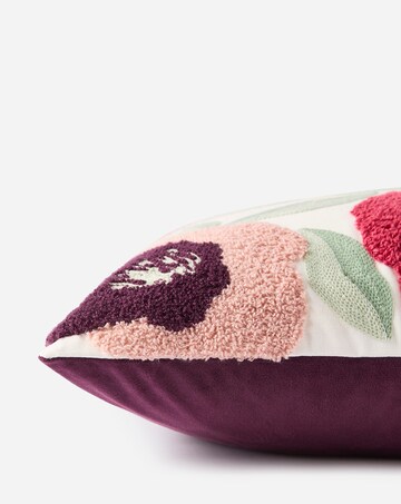 Embroidered Floral Boucle Cushion