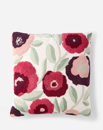 Embroidered Floral Boucle Cushion