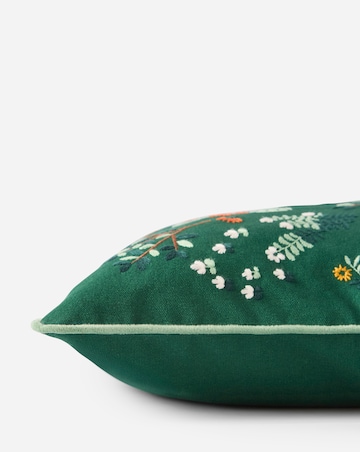 Forest Friends Embroidered Cushion - Forest Green