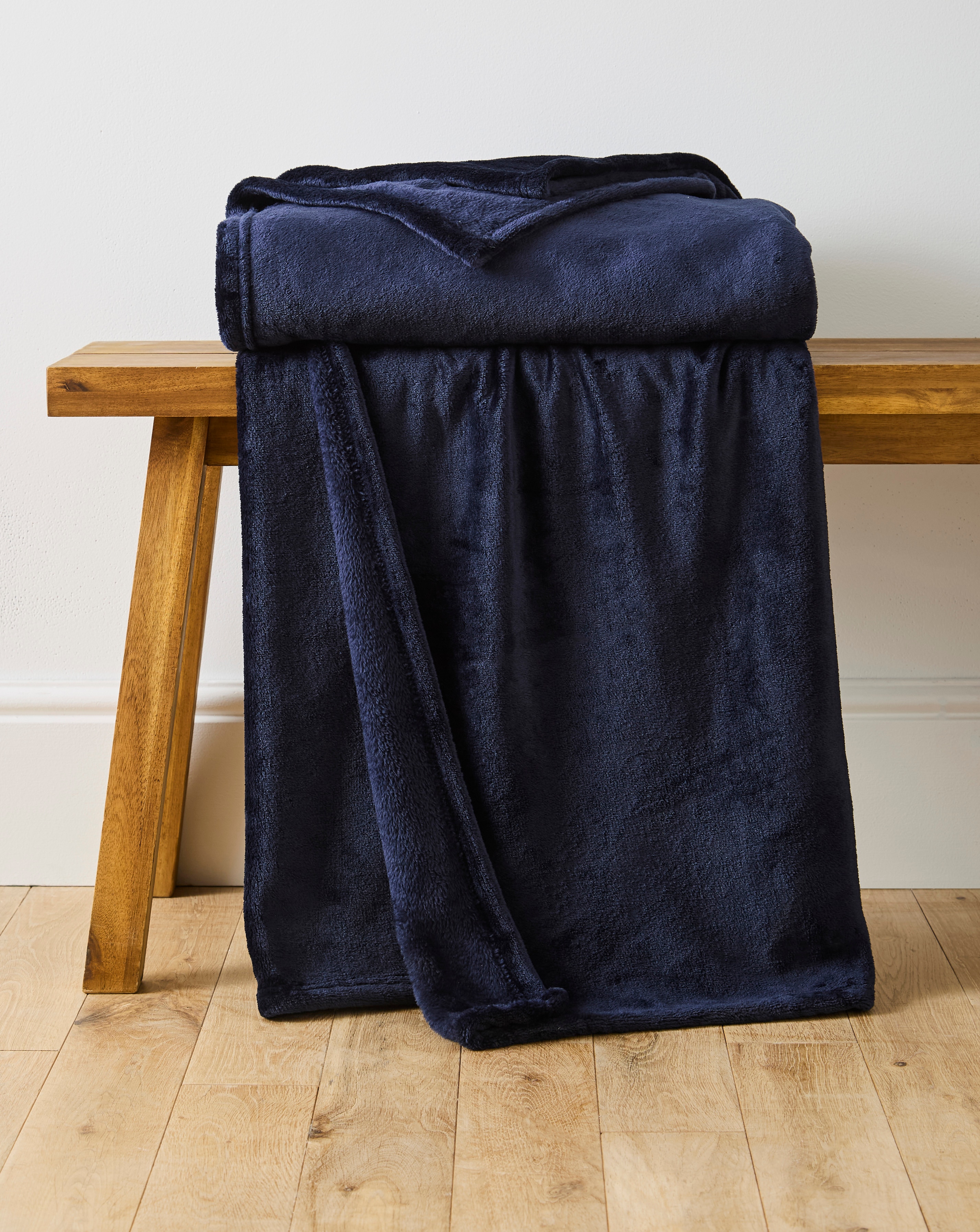 New In - Plush Fleece Throw - Navy