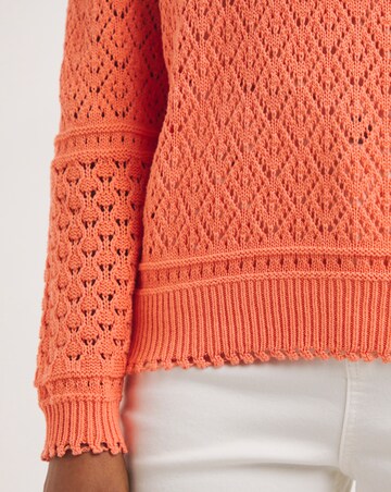 Coral Crochet Scallop Hem Jumper