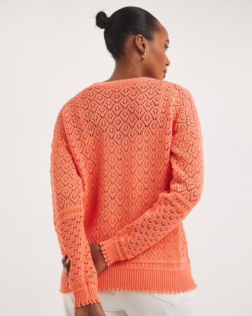 Coral Crochet Scallop Hem Jumper